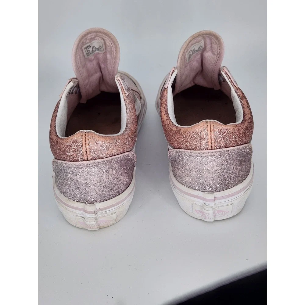 VANS OFF The WALL GIRLS SIZE 13‎ PINK SPARKLE Tie SNEAKERS SHOES GLITTER